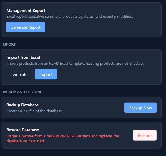 Reports import backup